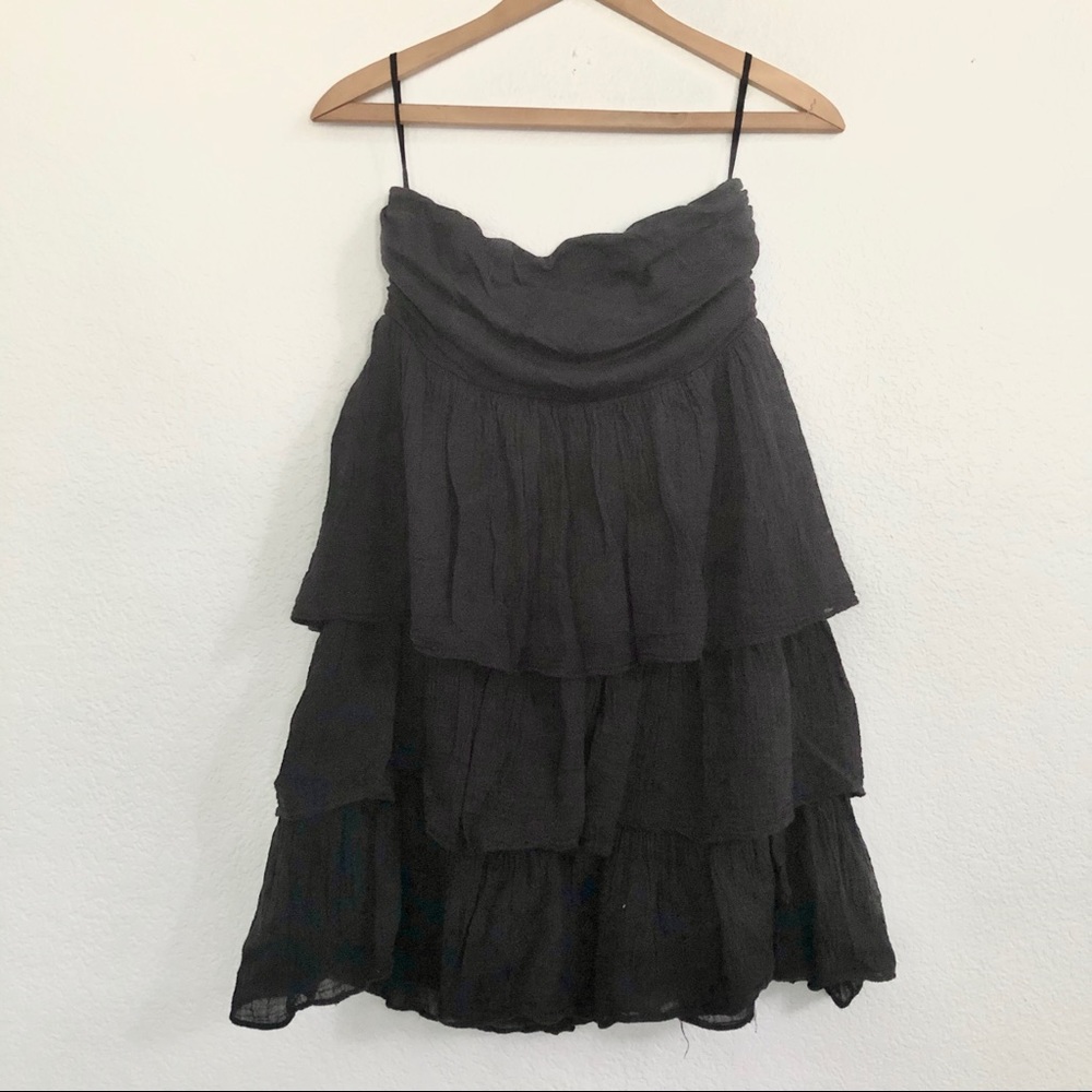 Ruffled black cocktail dress